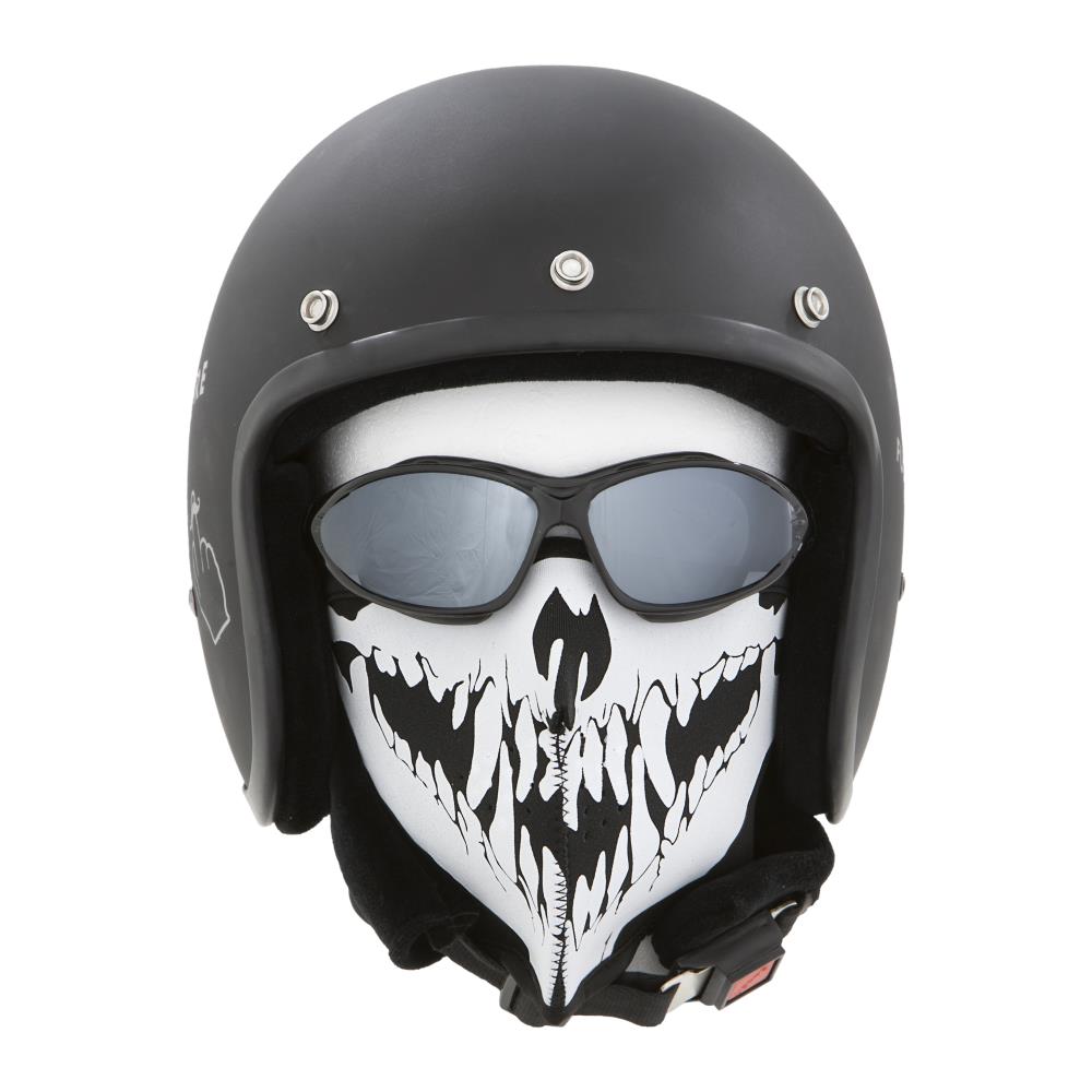 HALF FACE MASK SKULL BLACK WITH FANGS